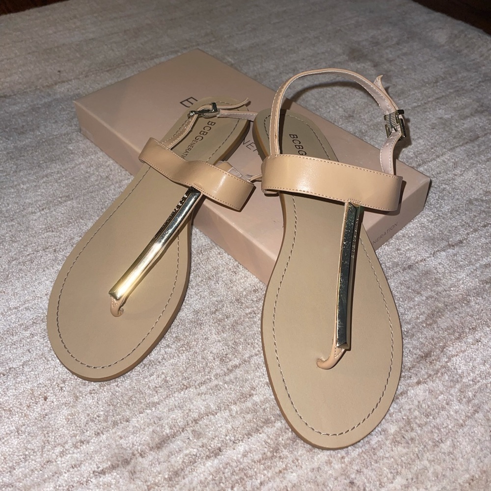 BCBG nude sandals